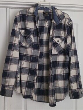 Jachs Men's Navy & Cream Plaid Flannel Button Up Shirt